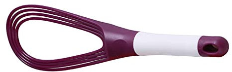 Makluce Egg Beater, 2-in-1 Flat and Balloon Collapsible Twist Whisk Egg Beater Silicone Rotating, Easy Safe to Use Mixer for Eggs Butter Pasta (red, Orange, Green, Purple) everyday