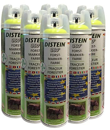 Distein Lot de 6 bombes de marquage pour forêts Jaune fluo 360
