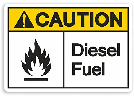 2 x 10cm Caution Diesel Fuel Vinyl Stickers - Warning Workshop Sticker #70571