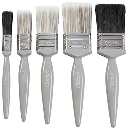 Harris Essentials Walls, Ceilings & Gloss Paint 5 Brush Pack | 0.5, 1, 1.5, 2, Grey, Pack of 5