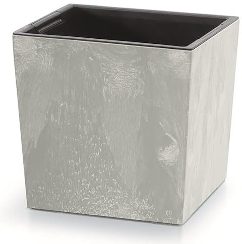 RG-Vertrieb Blumenkasten Quadrat in Beton-Optik - Blumenkübel, Blumentopf, Pflanzkübel Mit Einsatz Low Struktur (300)