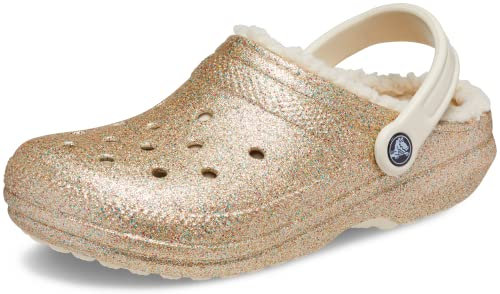 Crocs Unisex's Classic Lined Glitter Clog, Multicoloured Gold, 3/4 UK