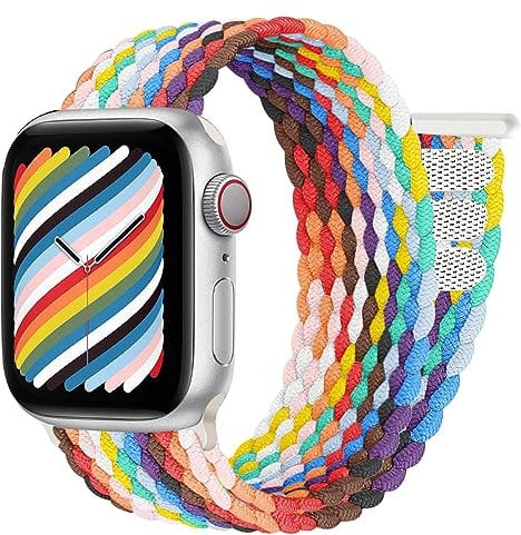 Braided Strap for Apple Watch Straps 45mm 44mm 42mm 46mm 41mm 40mm 38mm Women/Men,Stretchy Elastic Sport Solo Loop Bands for Apple Watch Ultra 49mm iWatch Series 10/9/8/7/6/5/4/3/SE