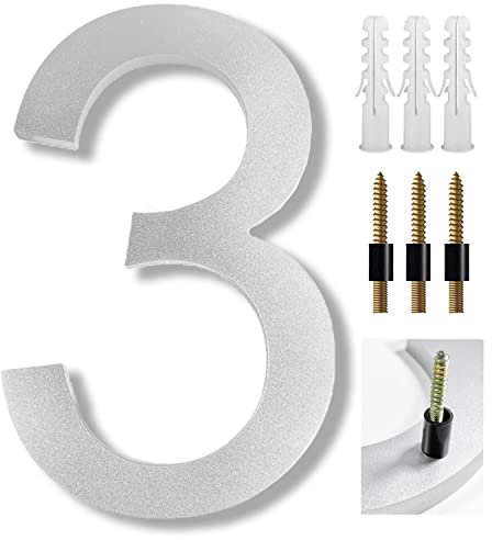 UoQo 8 Inch Large House Numbers Floating Sliver House Numbers Plaques Modern Door Numbers Plates Signs with Nail Kit for Outside Wall Address Garden Mailbox Dec, Strong Sliver Acrylic Material (3)