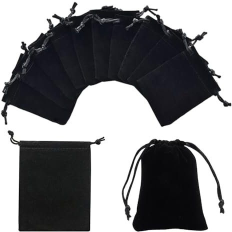 Sctmda 50 Stück Samtbeutel 7x9cm Samt Säckchen Geschenk Beutel Samtsäckchen Stoffsäckchen mit Kordelzug Stoff Geschenkbeutel Schwarz Samt Geschenktüten für Hochzeit Party