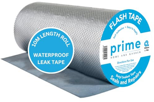 Butyl Flash Tape 300mm(30cm) x 10m for Roof and Waterproof Tape for Leaks Repair Aluminum Coating Flashing Repair Sealant Seal Strip for Repairing Roof Crack, Gutter and Holes 12 Inch