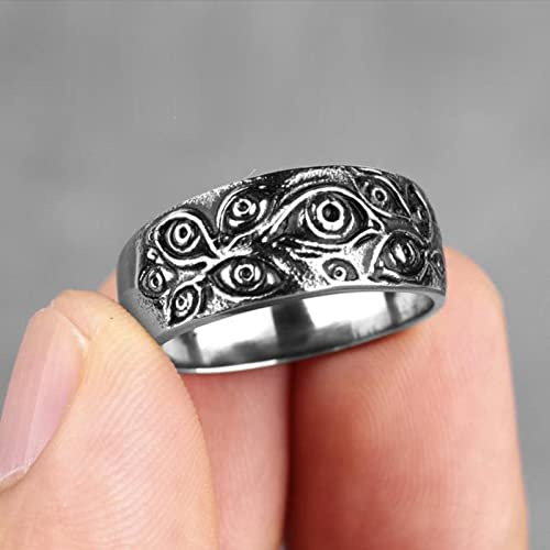 XJruixi Stainless Steel Man Men Rings Punk Rock Hip Hop Demon Devil's Eyes Unique Personality for Biker Male Boy Fashion Jewelry Gift