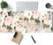 TENG DA QING Pink Flowers Keyboard Pad PC Gaming Desk Mat Mouse Pads Green Leaves Floral Large, Computer XL Big Mousepad with Stitched Edge Home Office Decor 31.5x11.8 in, 31.5x11.8x0.12 in (XCD-77)