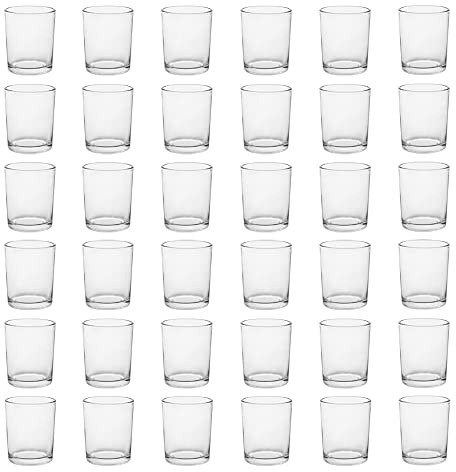 BTGLLAS Clear Mercury Glass Tea Light Holders Set of 36 - Elegant Votive Candle Holders for Weddings, Showers and Home Decor - Perfect for Table Centerpieces and Parties (Glass, Clear)