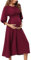 KOJOOIN Damen Umstandskleid Langarm Schwangerschafts Kleid für Schwangere mit Rundhalsausschnitt und Rüschen Rotwein-Langarm XL