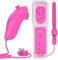 TechKen Mando a distancia para Wii, Motion Plus 2 en 1 integrado con funda de silicona y Nunchuck (rosa)