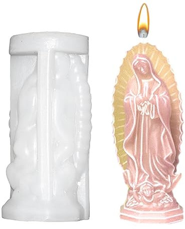 Teksome Molde de Silicona Virgen María, Molde para Hacer Velas con Escultura, Forma de Virgen María de Resina, fácil liberación para Hacer Velas, decoración del hogar, fabricación