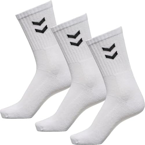 Hummel Sportsocken unisex 80% Baumwolle - weich genähte Socken für Turnschuhe in schwarz oder weiß - Sonderpreis 9 Paar (DE/NL/SE/PL, Numerisch, 41, 45, Regular, Regular, White)