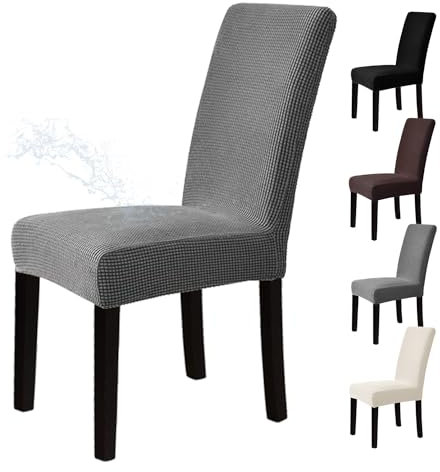 Dubest Stuhlhussen 2er Set,Stretch Stuhlüberzug Waschbar Stuhlbezug Elastische Abnehmbarer Stuhl Bezug Schutz für Bankett Hotel Hochzeit Party Esszimmer Restaurant Küche Deko(Grau)