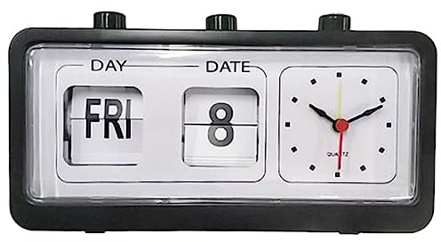 JOUSE Reloj Despertador MecáNico Novedad Flip Clock Reloj Digital de Escritorio con Calendario Reloj DecoracióN del Hogar DecoracióN Retro, Negro