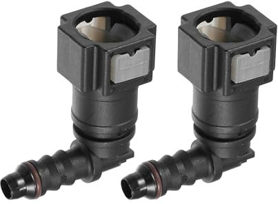 A ABSOPRO Car Fuel Line Hose Quick Release Connector 90 Degree 5/16 7.89mm SAE to 1/4 6mm Disconnect Hose Plastic Gray (Set of 2)