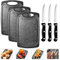 Lot de 3 Planches à découper,Avec 3 Couteaux à Steak,Planche a Decouper Plastique,Couteaux de Cuisine Professionnelle en Acier Inoxydable,Antidérapante et Antibactérienne pour Viande,Légumes & Fruits