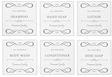 Alipis 6 Sheets Hand Bottle Sticker Hand Soap Label Travel Shampoo Sample Sticker Bathroom Sub-Bottle s Shampoo Dispenser Labels Plastic PVC Self-Adhesive