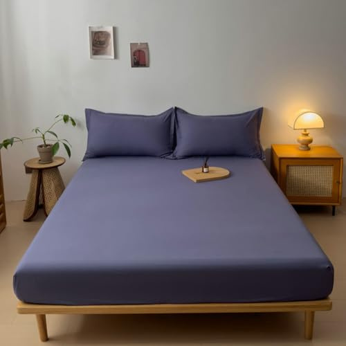 Homxi Spannbetttuch Boxspringbett,(152 x 203 cm),Bettlaken Elastisch Einfarbig Spannbettlaken Lila