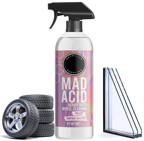 Mad Acid Glass Cleaner, Water Spot Remover, Shower Cleaner, Heavy-Duty Wheel Cleaner For Bathroom, Car, Furniture, Easily Remove Hard Water Spots from Windows (1, 1pcs*16oz)