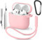 Wanme Case for AirPods 4 with Cleaner Pen, Silicone Protective Cover for Apple Airpods Generation 4 with Carabiner, Front LED Visible,Pink