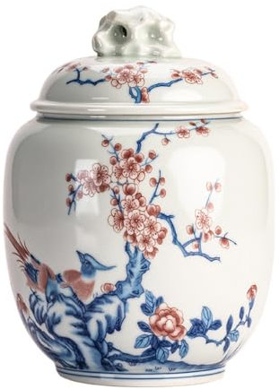 LIQONWAG Lata de Té, Lata de Té de Porcelana Azul Y Blanca, Lata Sellada de Cerámica China, Lata para Guarpasteles de Té para el Hogar, Tarro