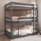 Blisswood Triple Bunk Bed, 3ft Solid Pine Wood Triple Sleeper for Kids, Space-Saving Shorty Bunk Beds with Ladder, Heavy Duty Wooden Frame (Dark Grey, L197 cm x W96 cm x H198 cm)