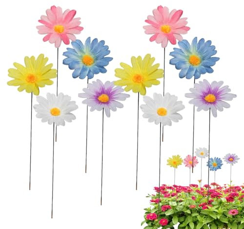 Nhujevkom Gartenstecker Bunte Blumenstecker Dekorative,30cm Metall Gänseblümchen Gartenstecker, Gartendeko Dekorative Gartenpfähle Bunte Für Garten, Balkon, Terrasse Oder Blumentopf, Wetterfest