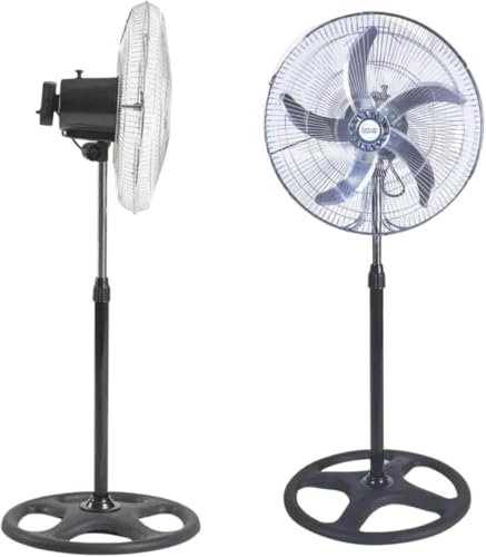 Ventilatore a Piantana Potente in Metallo, 65W, 5 Pale, Diametro 50 cm, Altezza Regolabile fino a 130 cm, Oscillazione Orizzontale, 3 Velocità, Basso Consumo Energetico