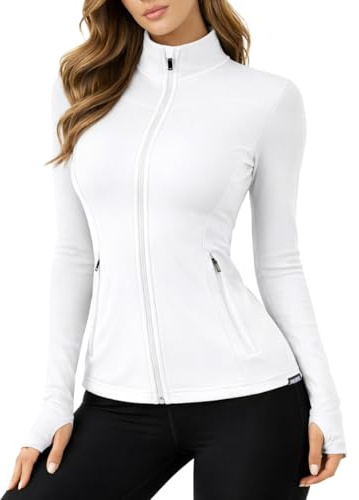 SMILODOX Sportjacke Damen Kenna, Laufjacke mit Stehkragen, Sport Oberteil mit tailliertem Schnitt & Daumenlöchern, Körperbetonte Sportjacke, Fitness Oberteil ideal für Freizeit, Sport, Laufen & Yoga