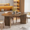 MSFE Esstisch Esszimmertisch Tisch Ovaler, 200x90x76cm Tisch Esszimmer, Esszimmertisch Holz Küchentisch Speisetisch, Holz Nussbaum-Optik,Retro Esszimmertische,Tischbeine in V-Form,Zwei Pakete