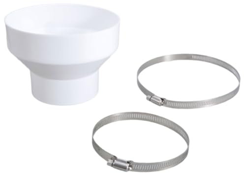 Ducting Reducer, 150mm to 100mm/6 to 4 inch Extractor Fan Reducer, Duct Pipe Reduction Connector mit 2 Stainless Hose Clips(91-114mm,141-165mm) Joint Duct Pipe Connector Adaptor