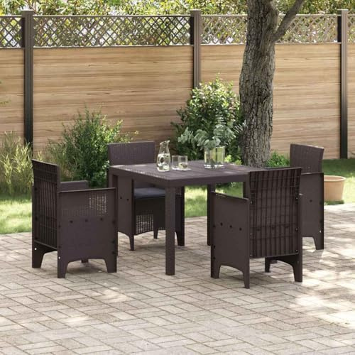 Teenpull Garten Essgruppe, 5-teilig, Braun Polyrattan, Modernes Outdoor-Möbelset für Terrasse, Balkon, Essbereich, Langlebig
