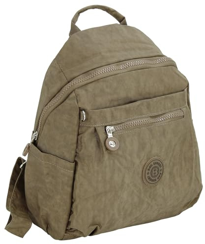 BAG STREET Kleiner Damen Rucksack - Sehr leichter Daypack | Nylon Backpack robust wasserabweisend casual Freizeit (Braun)