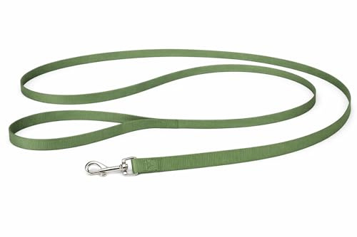 hundeleine - ziggi kaki - 200 cm x 25 mm - Nylon hundeleine - karabinerhaken mit glänzender nickelbeschichtung