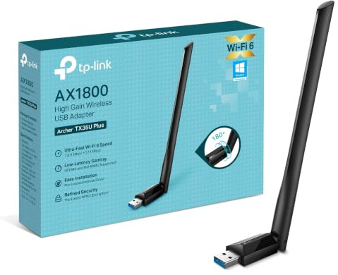 TP-Link Archer TX35U Plus AX1800 WiFi Dongle, High Gain USB Adapter for PC | WiFi 6 Dual-Band Adpater for PC, Adjustable Antennas for Boosted Coverage, USB 3.0, WPA3 Security, Plug & Play, Windows 10/11