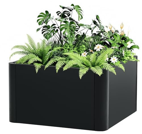 Garvee Metal Planter Box 52cm, Heavy Duty Raised Garden Bed with Bas