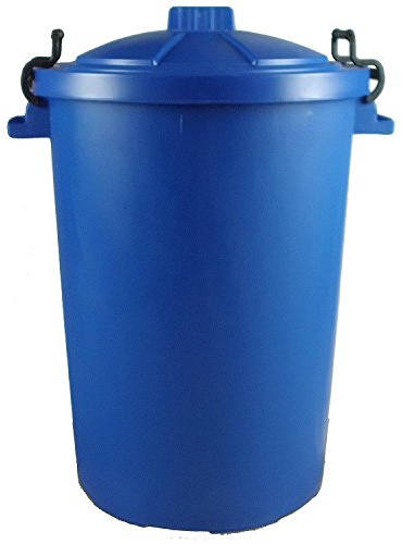 Easy Shopping 85 Litre 85L Extra Large Colour Plastic Dustbin Garden Bin Clip on Locking Lid Heavy Duty for Rubbish Recycle Waste Animal Feed Storage Unit (1, Blue)