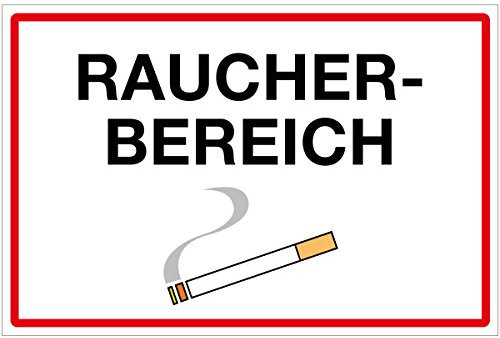 WANDKINGS Hinweisschild - Raucherbereich - stabile Aluminium Verbundplatte - Wähle eine Größe - 20x15 cm