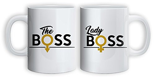 Babloo Coppia di Tazze Mugs Love You And Me Idea Regalo San Valentino The Boss And Lady Boss Grafica 2