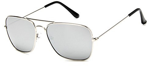Chic-Net Sonnenbrille Trapez Pilotenbrille 400UV Metallgestell getönt verspiegelt korean hoher Steg unisex Damen Herren Brillen koreanisch Retro Vintage 70er jahre Sonnenbrillen Trend Designer 018 CE