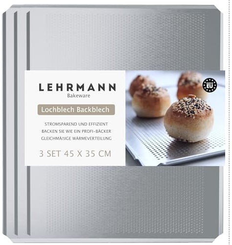 Teglia forata da forno (3 pezzi) 45 x 35 cm trglia per dolci Compatibile/sostitutivo per WIESHEU ELOMA MIWE/Bosch Siemens Neff