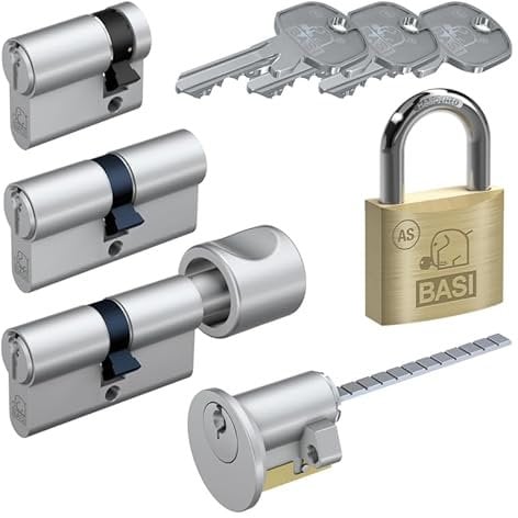 BASI | AS Schließzylinder | gleichschließend und frei kombinierbar | Viele Längen verfügbar | Profilzylinder für Haus und Wohnung | Doppelzylinder N+G A:30 mm B:60 mm