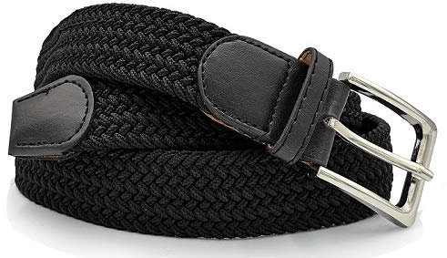 Glomy Cintura Elastica Intrecciata da Uomo, Nero, 115cm