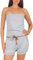 Malito - Damen Jumpsuit - Einteiler mit Gürtel & Taschen - Bandeau Sommer Overall - kurzer trägerloser Playsuit - unifarbener Romper 8964 (Hellgrau)