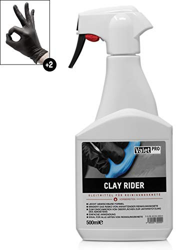 detailmate ValetPRO Clay Rider - Sprühflasche - 500 ml - Gleitmittel für Reinigungsknete + 1 Paar Schutzhandschuhe