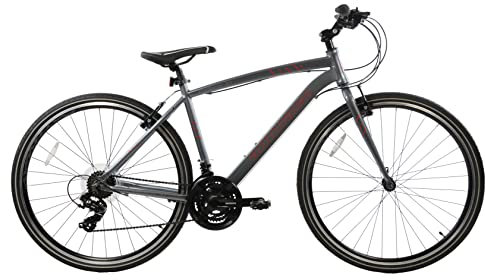 Ammaco Pathway X1 700c Hybrid Trekking Sports Commuter Urban Mens Bike 17 Frame Lightweight Grey 21 Speed