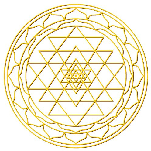 Saraswati Aufkleber Set Sri Yantra 4x3cm/1x7,5cm Sticker Gold-transparent