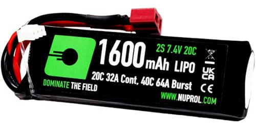NUPROL Power - 7.4v LiPo 1600mAh 2S Deans [Rate 20C @ 32A] [Burst 40C @ 64A] - Stick