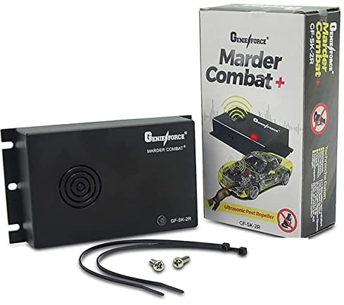Genieforce® Marder Combat+ batteriebetriebener Marderschutz, Marderschreck Ultraschallgerät, Marderabwehr, mobiler Schutz für Auto, Haus, Garten, Dachboden – GF-SK-2R